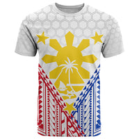 Custom Philippines Mix Guam T Shirt Filipino Flag Style LT7 White - Polynesian Pride