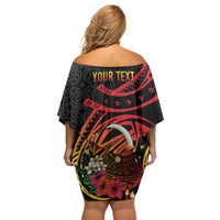 Personalized Milne Bay Family Matching Off Shoulder Short Dress and Hawaiian Shirt PNG Lime Pot with Oro Tapa LT7 - Polynesian Pride