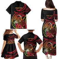 Personalized Milne Bay Family Matching Puletasi and Hawaiian Shirt PNG Lime Pot with Oro Tapa