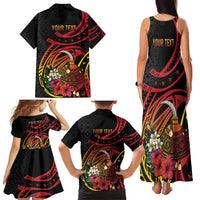 Personalized Milne Bay Family Matching Tank Maxi Dress and Hawaiian Shirt PNG Lime Pot with Oro Tapa LT7 - Polynesian Pride