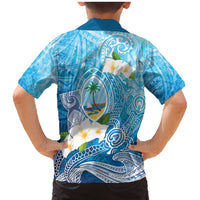 Hafa Adai Guam Chamorro Personalized Family Matching Mermaid Dress and Hawaiian Shirt Ocean Blue Latte Stone with Guasali LT7 - Polynesian Pride