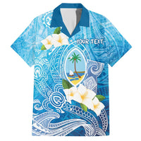 Hafa Adai Guam Chamorro Personalized Family Matching Short Sleeve Bodycon Dress and Hawaiian Shirt Ocean Blue Latte Stone with Guasali LT7 Dad's Shirt - Short Sleeve Ocean Blue - Polynesian Pride