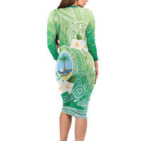 Hafa Adai Guam Chamorro Personalized Family Matching Long Sleeve Bodycon Dress and Hawaiian Shirt Summer Green Latte Stone with Guasali LT7 - Polynesian Pride