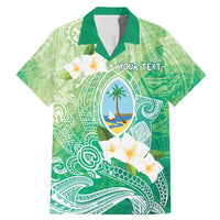 Hafa Adai Guam Chamorro Personalized Family Matching Mermaid Dress and Hawaiian Shirt Summer Green Latte Stone with Guasali LT7 Dad's Shirt - Short Sleeve Summer Green - Polynesian Pride