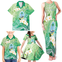 Hafa Adai Guam Chamorro Personalized Family Matching Tank Maxi Dress and Hawaiian Shirt Summer Green Latte Stone with Guasali LT7 - Polynesian Pride