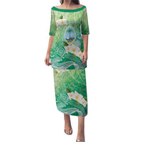 Hafa Adai Guam Chamorro Personalized Puletasi Summer Green Latte Stone with Guasali - Polynesian Pride