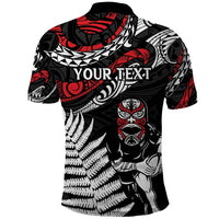 New Zealand Maori Rugby Personalised Polo Shirt Ta Moko Silver Fern