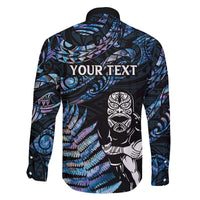New Zealand Maori Rugby Personalised Family Matching Off The Shoulder Long Sleeve Dress and Hawaiian Shirt Ta Moko Silver Fern - Paua Blue LT7 - Polynesian Pride