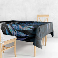 New Zealand Maori Rugby Personalised Tablecloth Ta Moko Silver Fern - Paua Blue LT7 - Polynesian Pride