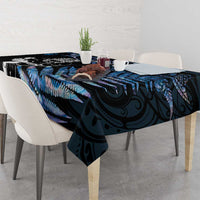 New Zealand Maori Rugby Personalised Tablecloth Ta Moko Silver Fern - Paua Blue LT7 - Polynesian Pride