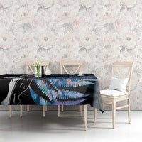 New Zealand Maori Rugby Personalised Tablecloth Ta Moko Silver Fern - Paua Blue LT7 - Polynesian Pride
