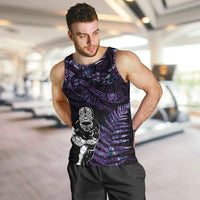 New Zealand Maori Rugby Personalised Men Tank Top Ta Moko Silver Fern - Paua Purple LT7 Purple - Polynesian Pride