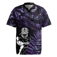 New Zealand Maori Rugby Personalised Rugby Jersey Ta Moko Silver Fern - Paua Purple LT7 Purple - Polynesian Pride