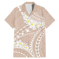 Polynesian Vintage Floral Family Matching Mermaid Dress and Hawaiian Shirt Beige Motifs LT7 Dad's Shirt - Short Sleeve Beige - Polynesian Pride