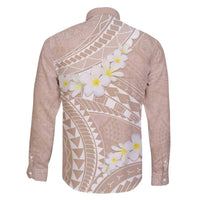 Polynesian Vintage Floral Family Matching Off The Shoulder Long Sleeve Dress and Hawaiian Shirt Beige Motifs LT7 - Polynesian Pride