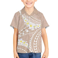 Polynesian Vintage Floral Family Matching Summer Maxi Dress and Hawaiian Shirt Beige Motifs LT7 Son's Shirt Beige - Polynesian Pride