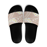 Polynesian Vintage Floral Slide Sandals Beige Motifs - Polynesian Pride