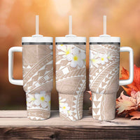 Polynesian Vintage Floral Tumbler With Handle Beige Motifs LT7 - Polynesian Pride