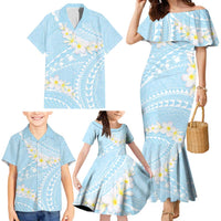 Polynesian Vintage Floral Family Matching Mermaid Dress and Hawaiian Shirt Azure Motifs LT7 - Polynesian Pride