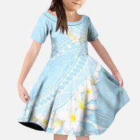 Polynesian Vintage Floral Family Matching Tank Maxi Dress and Hawaiian Shirt Azure Motifs LT7 Daughter's Dress Azure - Polynesian Pride