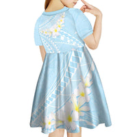 Polynesian Vintage Floral Kid Short Sleeve Dress Azure Motifs - Polynesian Pride
