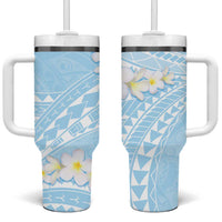 Polynesian Vintage Floral Tumbler With Handle Azure Motifs LT7 One Size: 40 oz Azure - Polynesian Pride