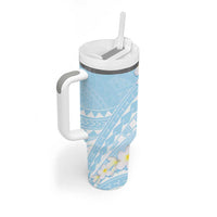 Polynesian Vintage Floral Tumbler With Handle Azure Motifs LT7 - Polynesian Pride