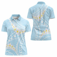 Polynesian Vintage Floral Women Polo Shirt Azure Motifs LT7 - Polynesian Pride