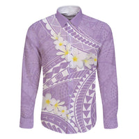 Polynesian Vintage Floral Family Matching Mermaid Dress and Hawaiian Shirt Lavender Motifs LT7 Dad's Shirt - Long Sleeve Lavender - Polynesian Pride