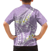 Polynesian Vintage Floral Family Matching Off The Shoulder Long Sleeve Dress and Hawaiian Shirt Lavender Motifs LT7 - Polynesian Pride