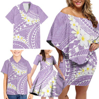 Polynesian Vintage Floral Family Matching Off Shoulder Short Dress and Hawaiian Shirt Lavender Motifs LT7 - Polynesian Pride