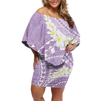Polynesian Vintage Floral Family Matching Off Shoulder Short Dress and Hawaiian Shirt Lavender Motifs LT7 Mom's Dress Lavender - Polynesian Pride