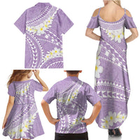 Polynesian Vintage Floral Family Matching Summer Maxi Dress and Hawaiian Shirt Lavender Motifs LT7 - Polynesian Pride