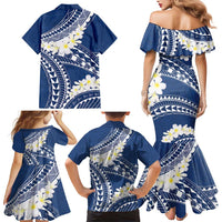 Polynesian Vintage Floral Family Matching Mermaid Dress and Hawaiian Shirt Navy Blue Motifs LT7 - Polynesian Pride