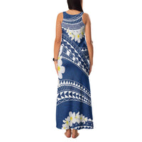Polynesian Vintage Floral Family Matching Tank Maxi Dress and Hawaiian Shirt Navy Blue Motifs LT7 - Polynesian Pride