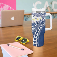 Polynesian Vintage Floral Tumbler With Handle Navy Blue Motifs LT7 - Polynesian Pride