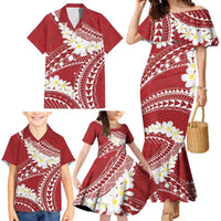 Polynesian Vintage Floral Family Matching Mermaid Dress and Hawaiian Shirt Scarlet Motifs LT7 - Polynesian Pride