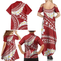 Polynesian Vintage Floral Family Matching Summer Maxi Dress and Hawaiian Shirt Scarlet Motifs LT7 - Polynesian Pride
