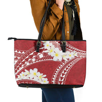 Polynesian Vintage Floral Leather Tote Bag Scarlet Motifs LT7 - Polynesian Pride