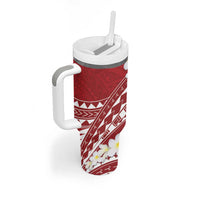 Polynesian Vintage Floral Tumbler With Handle Scarlet Motifs - Polynesian Pride
