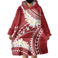 Polynesian Vintage Floral Wearable Blanket Hoodie Scarlet Motifs LT7 - Polynesian Pride
