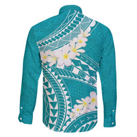 Polynesian Vintage Floral Family Matching Off Shoulder Short Dress and Hawaiian Shirt Teal Motifs LT7 - Polynesian Pride