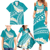 Polynesian Vintage Floral Family Matching Summer Maxi Dress and Hawaiian Shirt Teal Motifs LT7 - Polynesian Pride