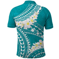 Polynesian Vintage Floral Polo Shirt Teal Motifs - Polynesian Pride