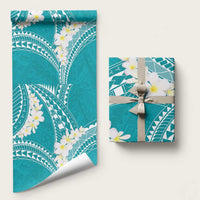 Polynesian Vintage Floral Wrapping Paper Teal Motifs