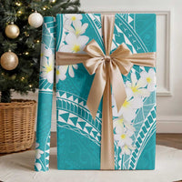 Polynesian Vintage Floral Wrapping Paper Teal Motifs