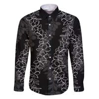Hawaii Plumeria Lei Family Matching Off The Shoulder Long Sleeve Dress and Hawaiian Shirt Aloha Festive Vibe LT7 Dad's Shirt - Long Sleeve Black - Polynesian Pride