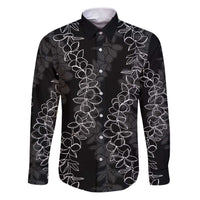 Hawaii Plumeria Lei Family Matching Puletasi and Hawaiian Shirt Aloha Festive Vibe LT7 Dad's Shirt - Long Sleeve Black - Polynesian Pride