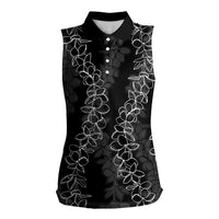 Hawaii Plumeria Lei Women Sleeveless Polo Shirt Aloha Festive Vibe