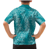 Hawaii Plumeria Lei Family Matching Mermaid Dress and Hawaiian Shirt Aloha Festive Vibe - Teal LT7 - Polynesian Pride